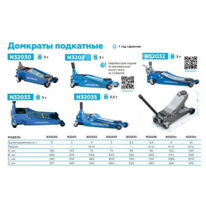 Домкрат подкатной 10 тонн, H= 150-550 мм Домкрат подкатной 10 тонн, H= 150-550 мм